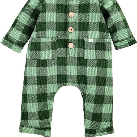 Mud Pie Baby Boys Green Plaid Bodysuit/NWT/12-18M - Picture 2 of 11
